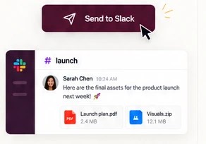 The Send to Slack button above the message posted in the launch channel with two attachments